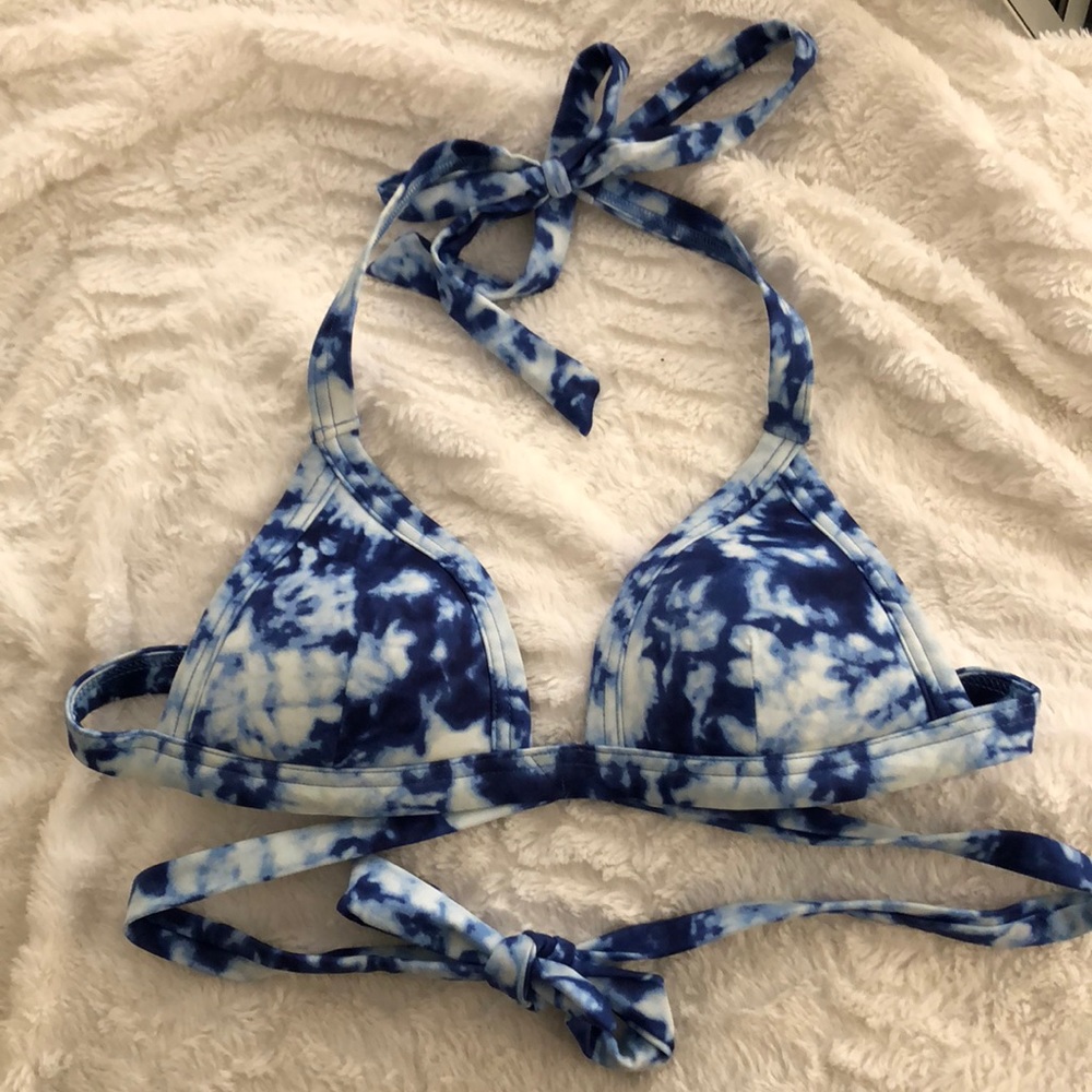 Blue tie dye PINK Bikini top